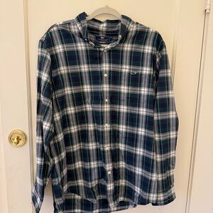Men's Blue and Green Plaid Shirt Vineyard Vines